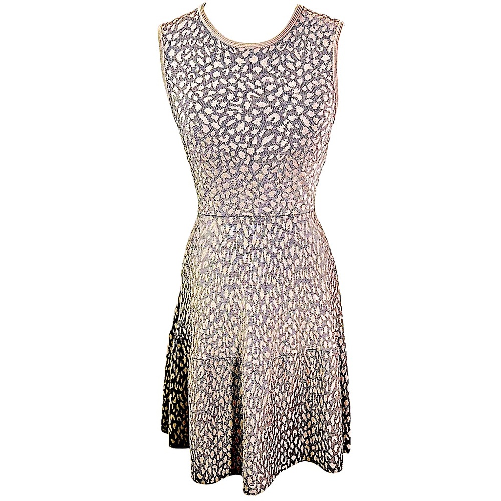 Rebecca Taylor Sleeveless Fit and Flare Knit Dress Leopard Print Tan Size XS